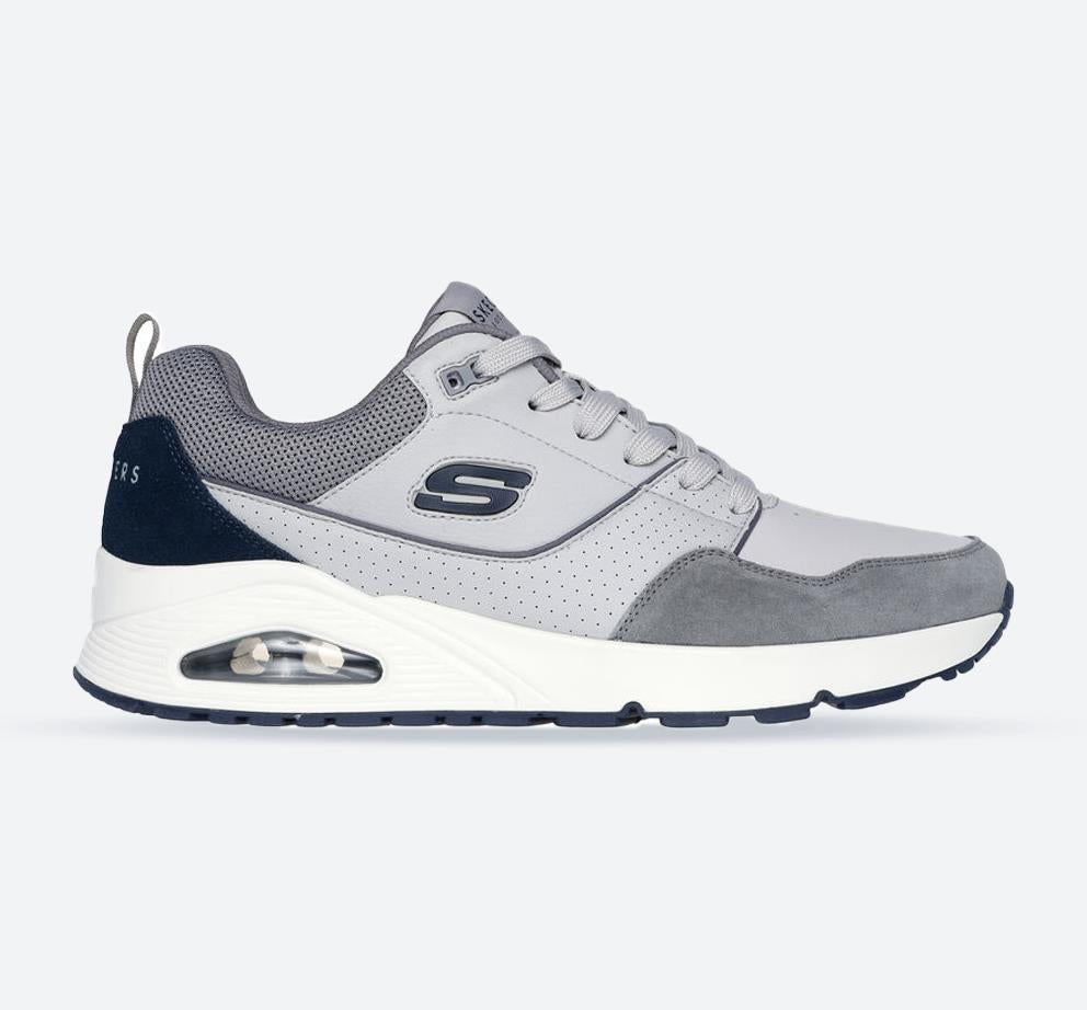 Men's Wide Fit Skechers 183020 Uno Retro One Trainers - Grey