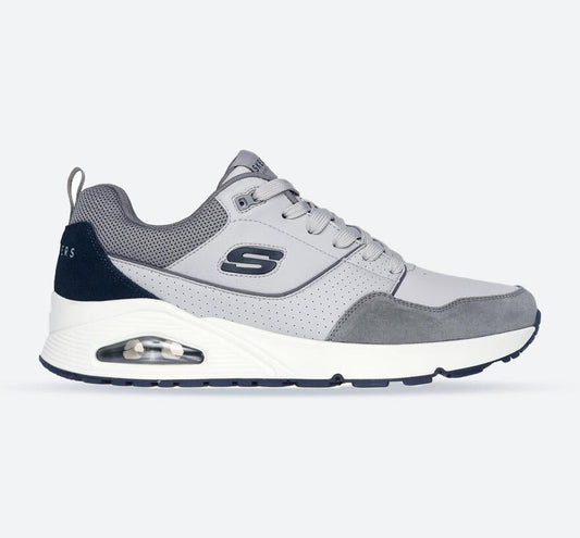 Men's Wide Fit Skechers 183020 Uno Retro One Trainers - Grey
