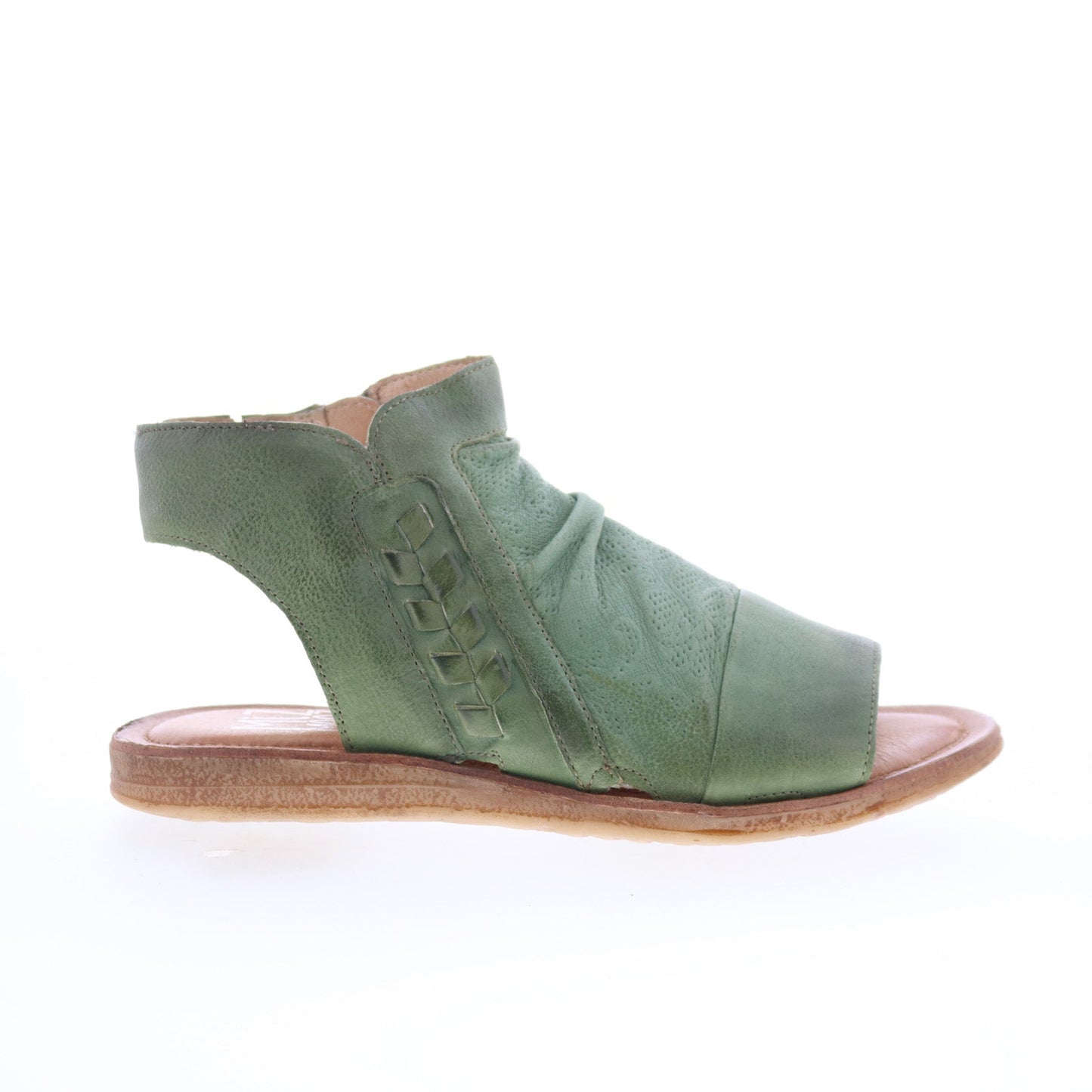 Miz Mooz Flaire Womens Green Leather Zipper Strap Sandals Shoes