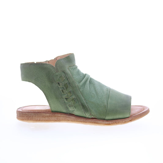 Miz Mooz Flaire Womens Green Leather Zipper Strap Sandals Shoes