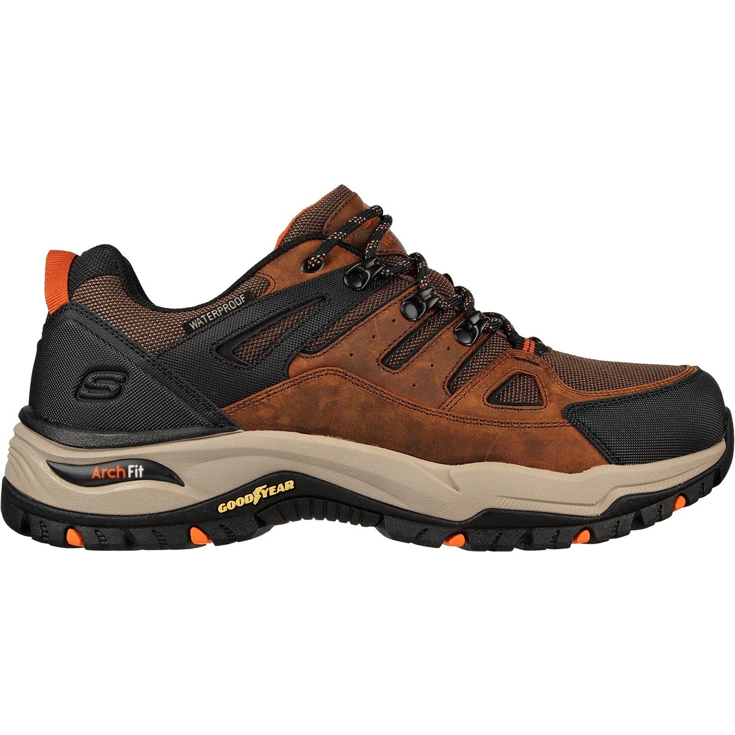 Men's Wide Fit Skechers Relaxed Fit 204630 Arch Fit Dawson Argosa Good Year Walking Trainers - Dark Brown