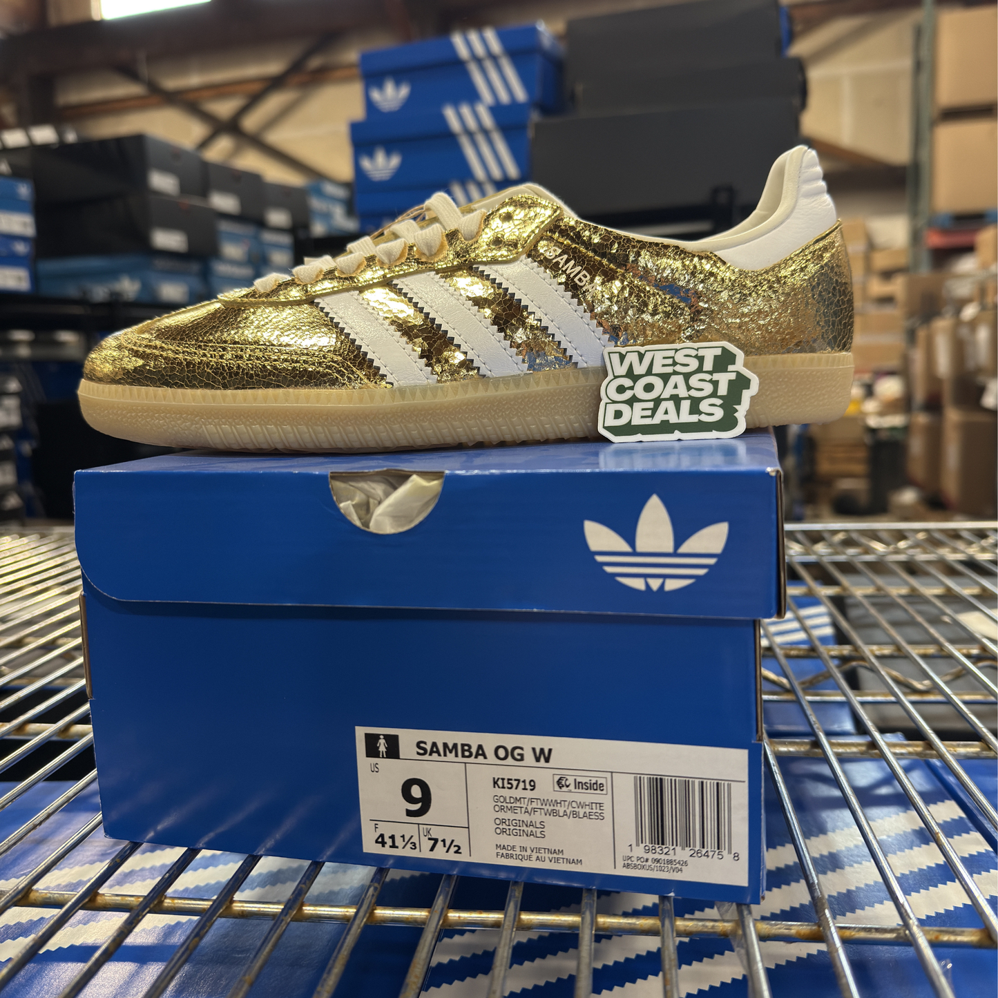 Adidas Originals Women's Samba OG "Cracked Metallic Gold" Sneakers, KI5719