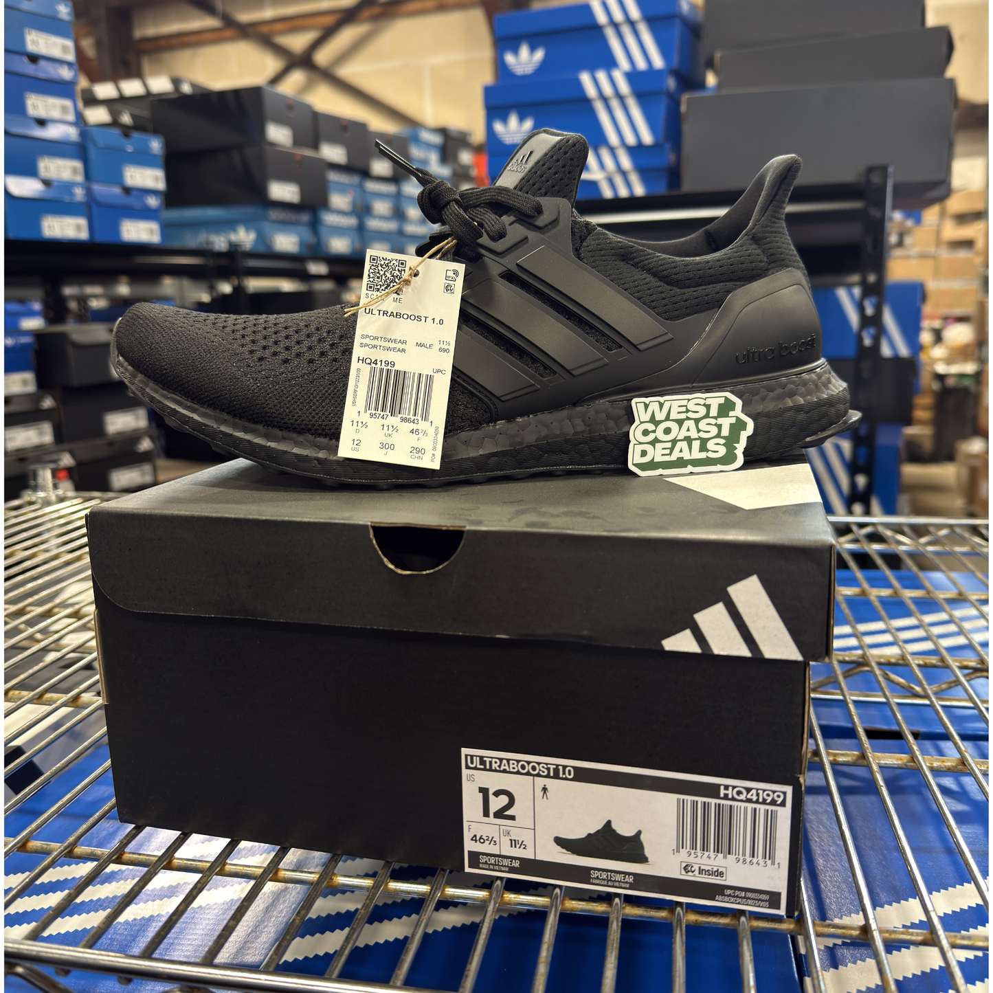 Adidas Men's Ultraboost 1.0 Running Sneakers, Triple Black, HQ4199
