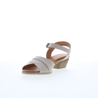 Miz Mooz Kacie Womens Gray Leather Strap Heeled Sandals Shoes
