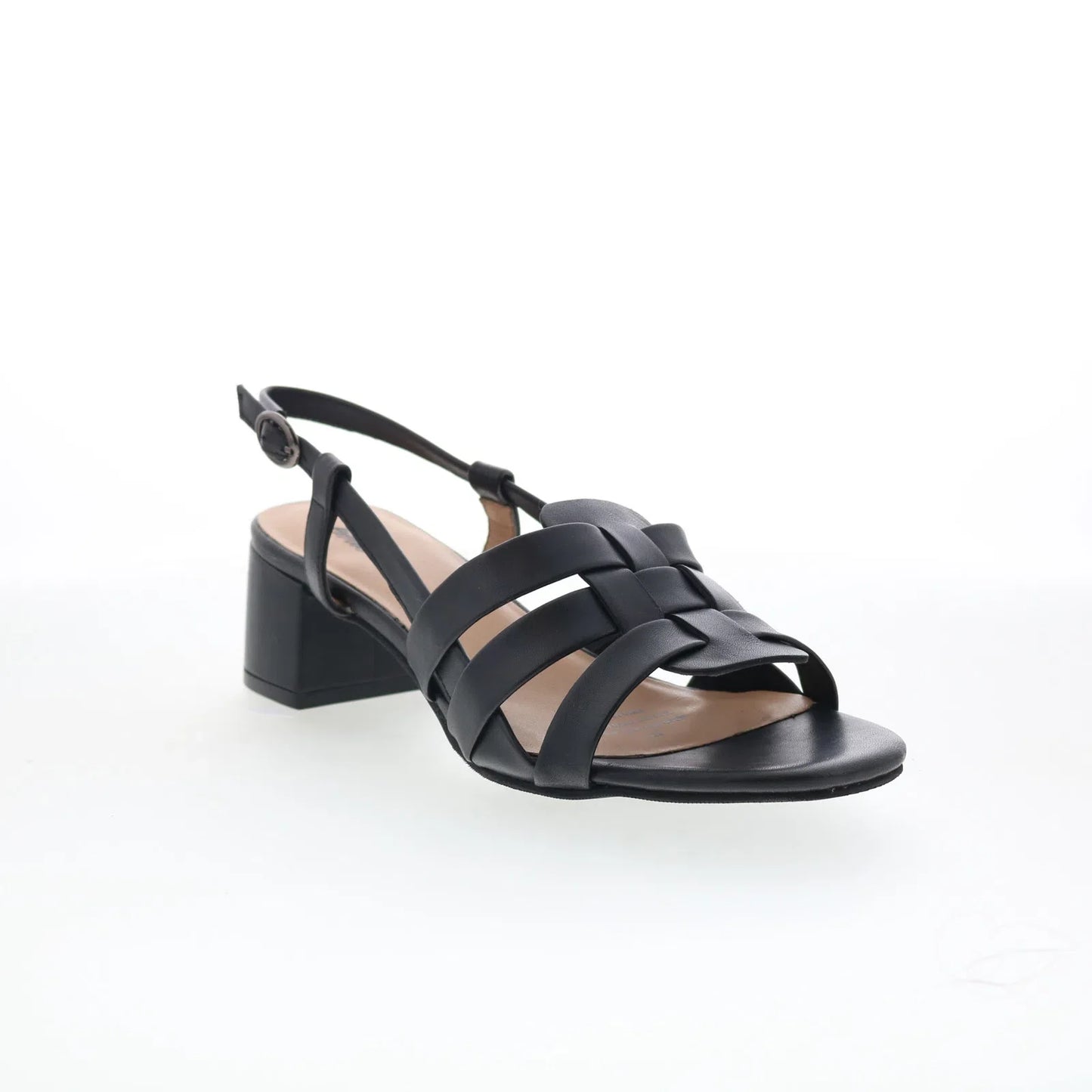 Trotters Luna T2313-001 Womens Black Leather Heeled Sandals Shoes