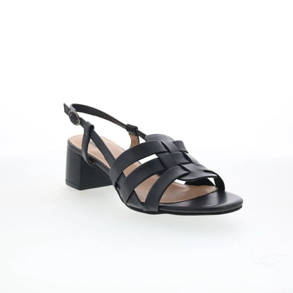 Trotters Luna T2313-001 Womens Black Leather Heeled Sandals Shoes