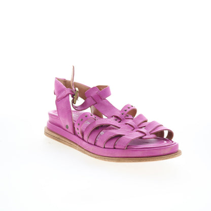 A.S. 98 Satchel Womens Purple Leather Hook & Loop Strap Sandals Shoes