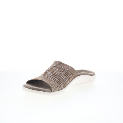 Spenco Odessa Fauna SP1245SHI Womens Brown Canvas Slides Sandals Shoes