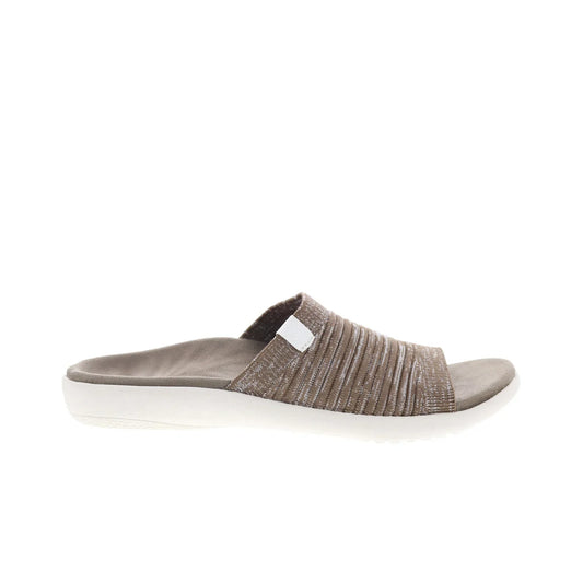 Spenco Odessa Fauna SP1245SHI Womens Brown Canvas Slides Sandals Shoes