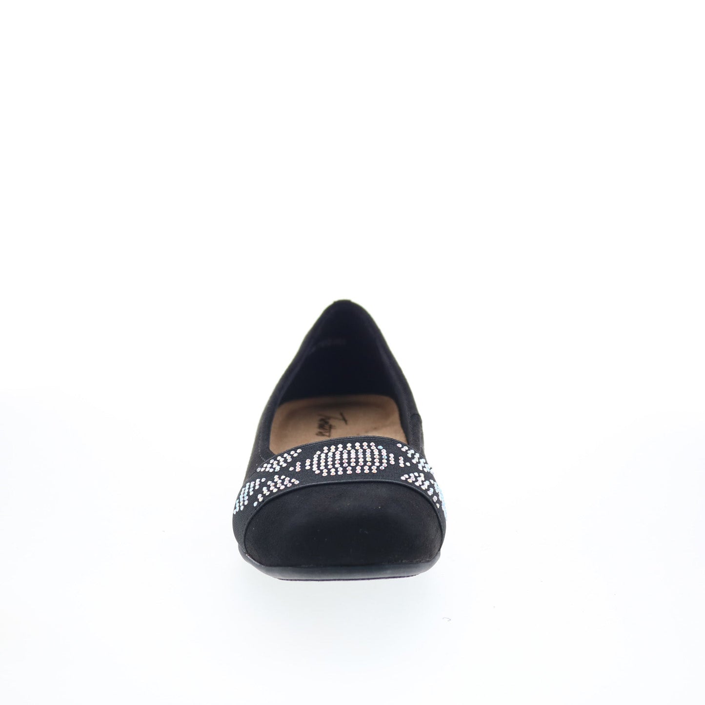 Trotters Samantha T1812-069 Womens Black Nubuck Slip On Ballet Flats Shoes