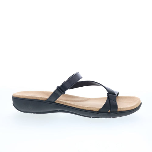Trotters Raja T2108-001 Womens Black Leather Strap Strap Sandals Shoes