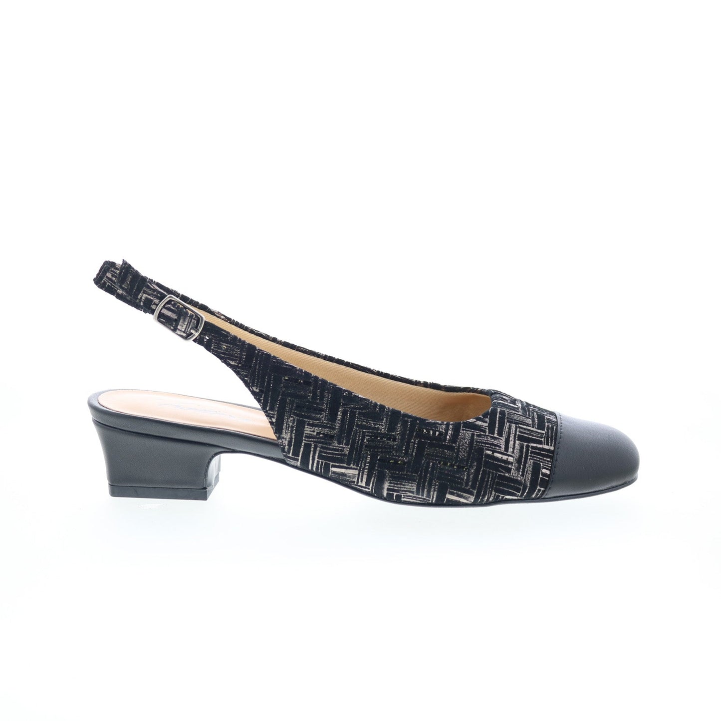 Trotters Dea T7001-013 Womens Black Narrow Leather Slingback Heels Shoes