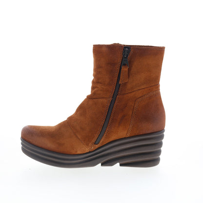 Miz Mooz Zola Womens Brown Suede Zipper Ankle & Booties Boots